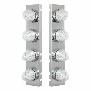 UNITED PACIFIC - 37993 - SOPORTE DEL FILTRO DE AIRE FRONTAL DE ACERO INOXIDABLE CON LUCES DE COLMENA DE 8X 19 LED Y BISELES PARA LENTES LED/CLARAS PETERBILT-AMBER