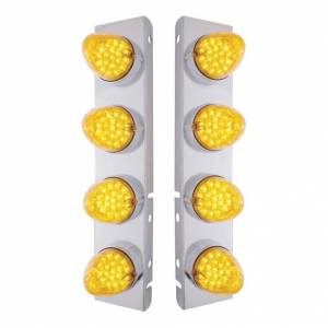UNITED PACIFIC - 37994 - SOPORTE DEL FILTRO DE AIRE DELANTERO DE ACERO INOXIDABLE CON LUCES REFLECTORAS DE 8X 19 LED Y BISELES PARA LED Y LENTES PETERBILT-AMBER
