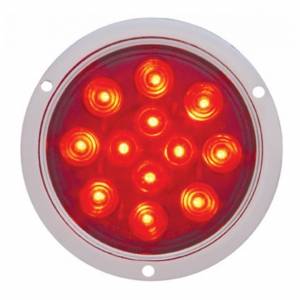 UNITED PACIFIC - 38061B - LUZ DE MONTAJE DE BRIDA REDONDA DE 12 LED DE 4" (PARADA, GIRO Y TRASERA) - LED ROJO/LENTE ROJA (A GRANEL)