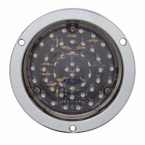 UNITED PACIFIC - 38075 - LUZ DE PLATO PROFUNDO DE MONTAJE DE BRIDA REDONDA DE 40 LED DE 4" (PARADA, GIRO Y COLA) - LED ROJO/LENTE TRANSPARENTE