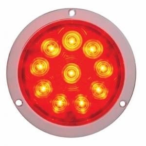 UNITED PACIFIC - 38076 - LUZ DE MONTAJE DE BRIDA REDONDA DE 10 LED DE 4" (PARADA, GIRO Y TRASERA) - LED ROJO/LENTE ROJA
