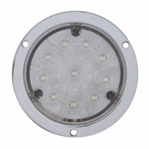 UNITED PACIFIC - 38077 - LUZ DE MONTAJE DE BRIDA REDONDA DE 10 LED DE 4" (PARADA, GIRO Y TRASERA) - LED ROJO/LENTE TRANSPARENTE