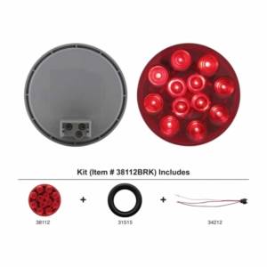 UNITED PACIFIC - 38112BRK - KIT DE LUCES REDONDAS DE 12 LED DE 4" (PARADA, GIRO Y TRASERA) - LED ROJO/LENTE ROJA