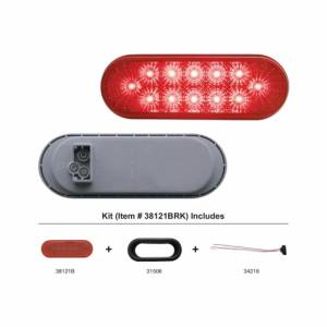 UNITED PACIFIC - 38121BRK - KIT DE LUCES REFLECTORAS OVALADAS DE 12 LED DE 6" (PARADA, GIRO Y TRASERA) - LED ROJO/LENTE ROJA
