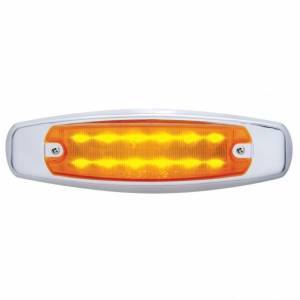 UNITED PACIFIC - 38134 - LUZ RECTANGULAR DE 12 LED (LIQUIDACIÓN/MARCADOR) CON BISEL CROMADO - LED ÁMBAR/LENTE ÁMBAR