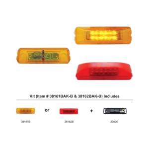 UNITED PACIFIC - 38162BAK-B - KIT DE LUZ RECTANGULAR DE 12 LED (LIQUIDACIÓN/MARCADOR) - LED ROJO/LENTE ROJA (A GRANEL)