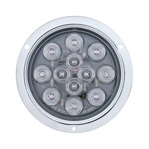 UNITED PACIFIC - 38649 - LUZ DE MONTAJE DE BRIDA REDONDA DE 12 LED DE 4" (PARADA, GIRO Y TRASERA) - LED ROJO/LENTE TRANSPARENTE