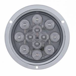UNITED PACIFIC - 38649B - LUZ DE MONTAJE DE BRIDA REDONDA DE 12 LED DE 4" (PARADA, GIRO Y TRASERA) - LED ROJO/LENTE TRANSPARENTE (A GRANEL)