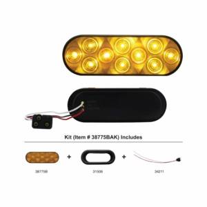 UNITED PACIFIC - 38775BAK - KIT DE LUCES DE SEÑAL DE GIRO OVALADAS DE 6" DE 10 LED - LED ÁMBAR/LENTE ÁMBAR