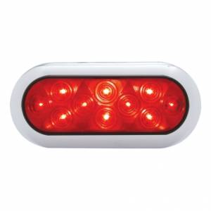 UNITED PACIFIC - 38900 - LUZ DE MONTAJE DE BRIDA OVALADA DE 10 LED DE 6" CON BISEL (PARADA, GIRO Y COLA) - LED ROJO/LENTE ROJA