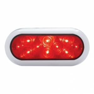UNITED PACIFIC - 38900B - LUZ DE MONTAJE DE BRIDA OVALADA DE 10 LED DE 6" CON BISEL (PARADA, GIRO Y COLA) - LED ROJO/LENTE ROJA (A GRANEL)