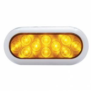 UNITED PACIFIC - 38901 - LUZ DE SEÑAL DE GIRO DE MONTAJE DE BRIDA OVALADA DE 10 LED DE 6" CON BISEL - LED ÁMBAR/LEENTE ÁMBAR