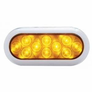 UNITED PACIFIC - 38901B - LUZ DE SEÑAL DE GIRO DE MONTAJE DE BRIDA OVALADA DE 10 LED DE 6" CON BISEL - LED ÁMBAR/LEENTE ÁMBAR (A GRANEL)