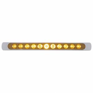 UNITED PACIFIC - 39250 - BARRA DE LUCES DE 11 LED DE 17" P/T/C CON BISEL CROMADO - LED ÁMBAR/LENTE ÁMBAR