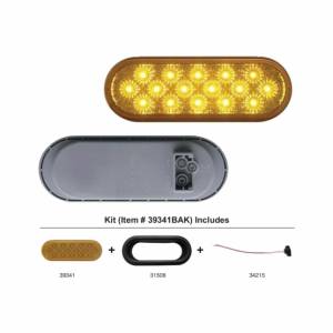 UNITED PACIFIC - 39341BAK - KIT DE LUCES DE SEÑAL DE GIRO REFLECTORES OVALADOS DE 16 LED DE 6" - LED ÁMBAR/LEENTE ÁMBAR