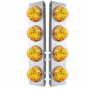 UNITED PACIFIC - 39628 - SOPORTE DEL FILTRO DE AIRE DELANTERO DE ACERO INOXIDABLE CON 8X 17 REFLECTORES LED ÁMBAR. LUCES DE SANDÍA Y BISELES DE ACERO INOXIDABLE PARA LENTES PETERBILT-AMBER (PAR)
