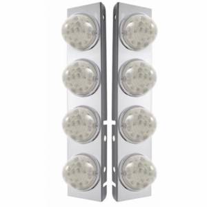 UNITED PACIFIC - 39629 - SOPORTE DEL FILTRO DE AIRE DELANTERO DE ACERO INOXIDABLE CON 8X 17 REFLECTORES LED ÁMBAR. LUCES DE SANDÍA Y BISELES DE ACERO INOXIDABLE PARA LENTES PETERBILT-CLEAR (PAR)