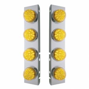UNITED PACIFIC - 39630 - SOPORTE DEL FILTRO DE AIRE FRONTAL DE ACERO INOXIDABLE CON LUCES REFLECTORAS LED ÁMBAR DE 8X 17 Y BISELES DE ACERO INOXIDABLE PARA LENTES PETERBILT-AMBER