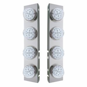 UNITED PACIFIC - 39631 - SOPORTE DEL FILTRO DE AIRE DELANTERO DE ACERO INOXIDABLE CON LUCES REFLECTORAS LED ÁMBAR DE 8X 17 Y BISELES DE ACERO INOXIDABLE PARA LENTES PETERBILT-CLEAR