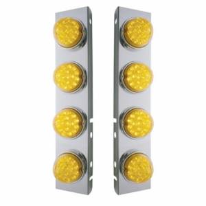 UNITED PACIFIC - 39632 - SOPORTE DEL FILTRO DE AIRE FRONTAL DE ACERO INOXIDABLE CON LUCES REFLECTORAS DE DOBLE FUNCIÓN LED ÁMBAR DE 8X 17 Y BISELES DE ACERO INOXIDABLE PARA LENTES PETERBILT-ÁMBAR