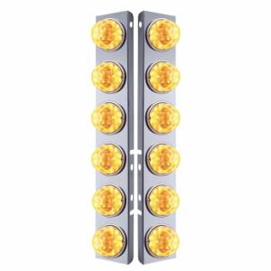 UNITED PACIFIC - 39635 - SOPORTE DEL FILTRO DE AIRE DELANTERO DE ACERO INOXIDABLE CON REFL. LED ÁMBAR 12X 17. LUCES DE SANDÍA Y BISELES DE ACERO INOXIDABLE PARA LENTES PETERBILT-CLEAR (PAR)