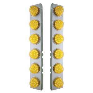 UNITED PACIFIC - 39636 - SOPORTE DEL FILTRO DE AIRE FRONTAL DE ACERO INOXIDABLE CON LUCES REFLECTORAS LED ÁMBAR DE 12X 17 Y BISELES DE ACERO INOXIDABLE PARA LENTES PETERBILT-AMBER