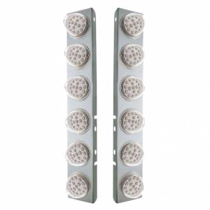 UNITED PACIFIC - 39637 - SOPORTE DEL FILTRO DE AIRE FRONTAL DE ACERO INOXIDABLE CON LUCES REFLECTORAS LED ÁMBAR DE 12X 17 Y BISELES DE ACERO INOXIDABLE PARA LENTES PETERBILT-CLEAR
