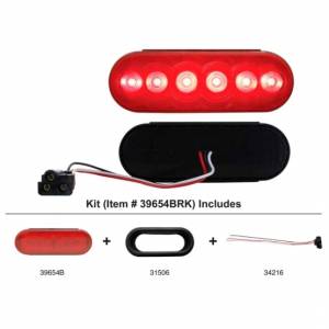 UNITED PACIFIC - 39654BRK - KIT DE LUCES OVALADAS DE 6 LED (PARADA, GIRO Y TRASERA) - LED ROJO/LENTE ROJA