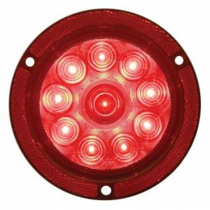 UNITED PACIFIC - 39656 - LUZ DE MONTAJE DE BRIDA REFLEX REDONDA DE 10 LED DE 4" (PARADA, GIRO Y TRASERA) - LED ROJO/LENTE ROJA