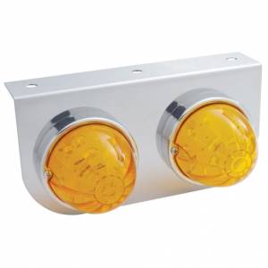 UNITED PACIFIC - 39790 - SOPORTE DE LUZ INOXIDABLE CON 2 LUCES DE SANDÍA DE 17 LED DE DOBLE FUNCIÓN - LED ÁMBAR/LENTE ÁMBAR