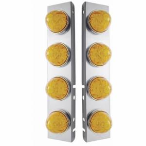 UNITED PACIFIC - 39794 - SOPORTE DEL FILTRO DE AIRE FRONTAL DE ACERO INOXIDABLE CON LUCES LED ÁMBAR HI/LO DE 8X 17 SANDÍA Y BISELES DE ACERO INOXIDABLE PARA LENTES PETERBILT-AMBER