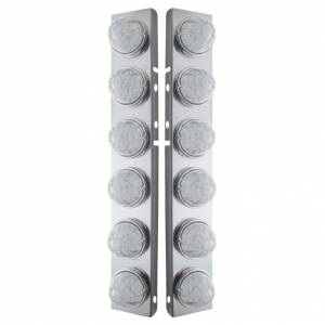 UNITED PACIFIC - 39797 - SOPORTE DE FILTRO DE AIRE FRONTAL DE ACERO INOXIDABLE CON LUCES LED ÁMBAR HI/LO DE 12X 17 SANDÍA Y BISELES DE ACERO INOXIDABLE PARA LENTES PETERBILT-CLEAR