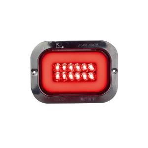 ATM - 1042R - PLAFON ATM 36 LEDS ROJO RECTANGULAR 5 1/4" X  3 1/4" HALO BISEL ACERO INOXIDABLE 2-24V