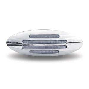 TRUX - TRUX - TLED-FGCA - PLAFON TRUX 32 LEDS AMBAR MICA CLARA OVALADO 6.6" X 2.13" BISEL CROMADO 12V - Image 1