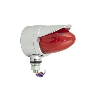 ATM - 1055SRV - SEMAFORO GRANDE SENCILLO LED 14.7 X 10.5 X 9 CM 24V ROJO VISERA CROMADA