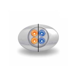 TRUX - TLED-G2XAB - PLAFON TRUX 4 LEDS AMBAR/AZUL OVALADO 3" X 2" BISEL CROMADO MICA CLARA