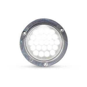 ATM - 1007B - PLAFON ATM 24 LEDS BLANCO REDONDO 4" BISEL ACERO INOXIDABLE CROMADO 12-24V