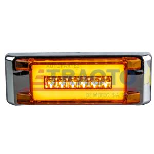 ATM - 1056A - PLAFON ATM 27 LEDS AMBAR HALO RECTANGULAR 6 1/4" X 2" BISEL PLASTICO CROMADO 12-24V