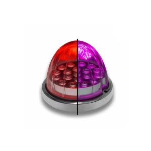 TRUX - TLED-WXRP - PLAFON TRUX 19 LEDS ROJO/MORADO REDONDO 3.5" X 3.5" X 3" BISEL DE ACERO INOXIDABLE 12V