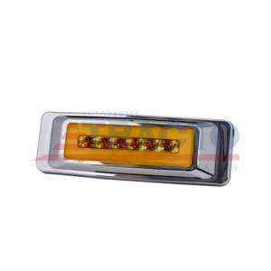 ATM - 1036A - PLAFON ATM 24 LEDS AMBAR RECTANGULAR 6 1/4" X 2" BISEL PLASTICO CROMADO 12-24V