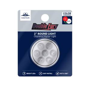 UNITED PACIFIC - 35945 - LUZ FURY DOBLE REDONDA DE 7 LED DE 2" (LIQUIDACIÓN/MARCADOR) - LED ROJO Y BLANCO/LENTE TRANSPARENTE