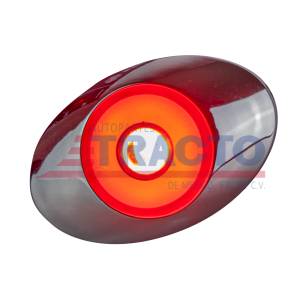ATM - 1057R - PLAFON ATM 7 LEDS ROJO OVALADO 3" X 2" X 3/4" BISEL ACERO CROMADO 12-24V
