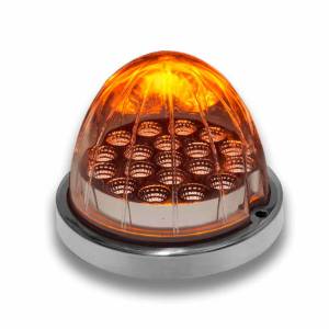 TRUX - TRUX - TLED-WXAR - PLAFON REPUESTO TRUX REDONDO WATERMELON 19 LEDS AMBAR Y ROJO MICA CLARA BISEL PLASTICO CROMADO 12V - Image 1