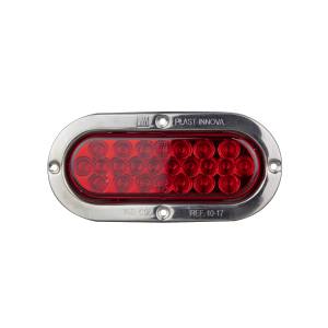 ATM - 1017R - PLAFON ATM 24 LEDS ROJO OVALADA 6 1/4" X 2 1/4" BISEL ACERO INOXIDABLE 12-24V