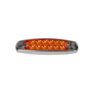 ATM - 1023 - PLAFON ATM 12 LEDS AMBAR PERTERBILT CON REFLECTOR BISEL ACERO INOXIDABLE 12-24V