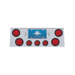 UNITED PACIFIC - 21496 - PORTAPLACA ACERO INOXIDABLE CON 4 PLAFONES DE 4" 3 LUCES DE COLMENA Y OJALES DE 2 1/2"