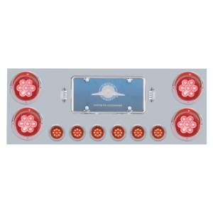UNITED PACIFIC - 34566 - PANEL TRASERO CENTRAL DE ACERO CON DOS 4" 7 LEDS & SEIS 2" 9 LEDS CON VISOR