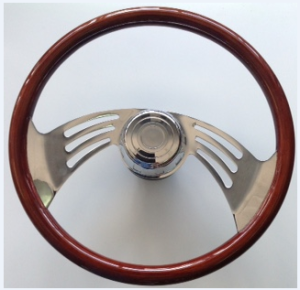 UNITED PACIFIC - 88039 - VOLANTE 18" FREIGHTLINER 1989 EN ADELANTE 2 BRAZOS MADERA CON CROMO