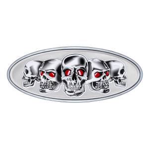 UNITED PACIFIC - 10881 - EMBLEMA DE CALAVERA FUNDIDA CROMADA - PLATA