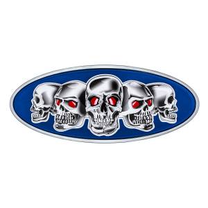 UNITED PACIFIC - 10883 - EMBLEMA DE CALAVERA FUNDIDA CROMADA - AZUL